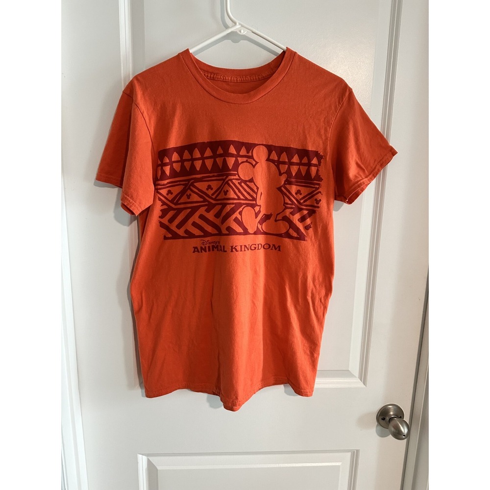 Hanes Nano Disney Parks T Shirt Size M Orange Short Sleeves Graphic Mickey Mouse